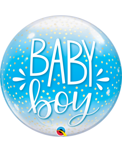 22 INCH SINGLE BUBBLE BABY BOY BLUE & CONFETTI DOT-QUA-10040