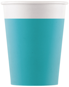 SOLID TURQUOISE PAPER CUPS 200ML 8CT-PRO-93541