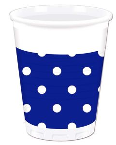 BLUE ROYAL DOTS PLASTIC CUPS 200ML 8CT-PRO-85651