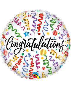 18 INCH FOIL RND CONGRATULATIONS STREAMERS 1CTP-QUA-55812