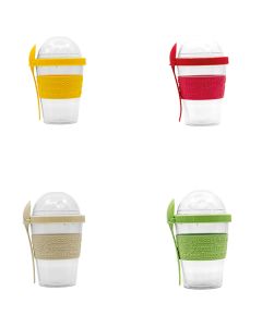 SNACK CONTAINER W/LID AND SPOON ASST-PRO-92085