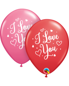 11 INCH LATEX I LOVE YOU HEARTS SCRIPT 50CTP-QUA-55246