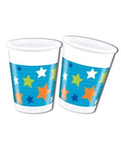 HAPPY BDAY BOY PLASTIC CUPS 200ML 8CT-PRO-88194