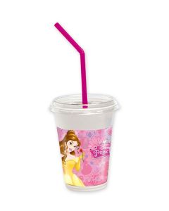 PRINCESS DREAMING MILKSHAKE CUPS W/STRAW&LID 12CT-PRO-85025