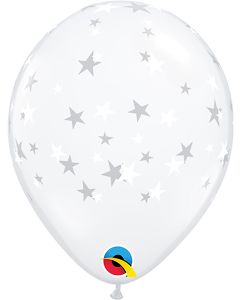 5 INCH  LATEX CONTEMPO STARS WHITE 100CTP-QUA-14848