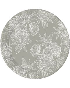 OIL FLOWERS DRAWING PAPER PLATES 23CM 8CT-PRO-94124