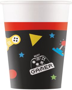 GAMING PARTY PAPER CUPS 200ML 8CT-PRO-93771