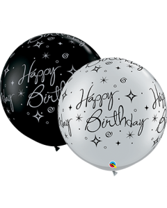 3 FT LATEX PRINTED BDAY SPARKL AND SWIRL ASST 2CTP