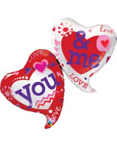42 INCH FOIL SHAPE YOU AND ME TWO HEARTS 1CTP-QUA-21844