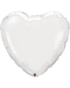 36 INCH FOIL WHITE HEART PLAIN 1CTL-QUA-12668