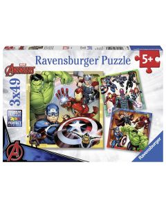 RAVENSBURGER 3X49PC PUZZLE THE MIGHTY AVENGERS-RVG-8040