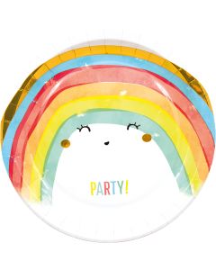 RAINBOW PARTY PAPER PLATES LARGE 23CM 8CT - NG-PRO-93561