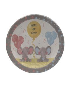 BOY OR GIRL LITTLE ELLIES PAPER PLATE LRG 23CM 8CT-LCY-82458
