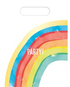 RAINBOW PLASTIC PARTY BAGS 6CT-PRO-90594