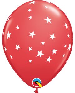 11 INCH LATEX  RND CONTEMPO STARS RED 50CTP-QUA-14844