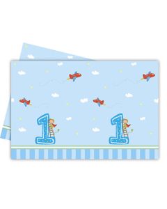 BOY FIRST BDAY PLASTIC TABLECOVER 120X180CM 1CT-PRO-85718