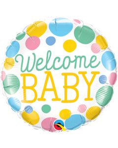 18 INCH FOIL RND WELCOME BABY DOTS 1CTP-QUA-55391