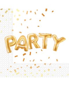 GOLD PARTY TWO PLY PAPER NAPKINS 33X33CM 20CT-PRO-89640
