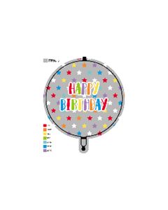 18 INCH AIR-HELIUM FOIL  BDAY SILVER STARS 1CTP-PRO-92435