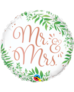 18 INCH FOIL RND MR. & MRS. ELEGANT GREENERY 1 CTP-QUA-10402