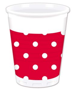 RED DOTS PLASTIC CUPS 200ML 10CT-PRO-80710