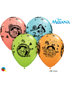 11 INCH LATEX RND MOANA & MAUI SPECIAL AST 25CTP