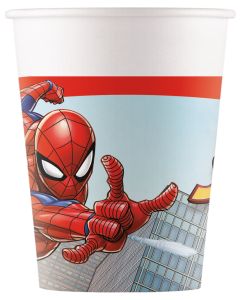 SPIDERMAN CRIME FIGHTER PAPER CUPS 200ML 8CT-PRO-93864