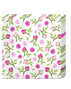 THREE PLY NAPKINS 33X33CM EDAY DESIGNS ROSES 20CT