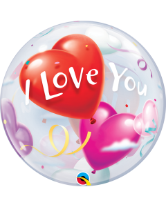 22 INCH SINGLE BUBBLE I LOVE U HEART BALLOONS 1CTP-QUA-16676