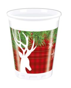 XMAS SCANDI DEER PLASTIC CUPS 200ML 8CT-PRO-88400