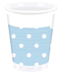 BLUE DOTS PLASTIC CUPS 200ML 8CT-PRO-80713