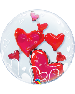 24 INCH ROUND BUBBLE LOVELY FLOATING HEARTS 1CTP-QUA-68808